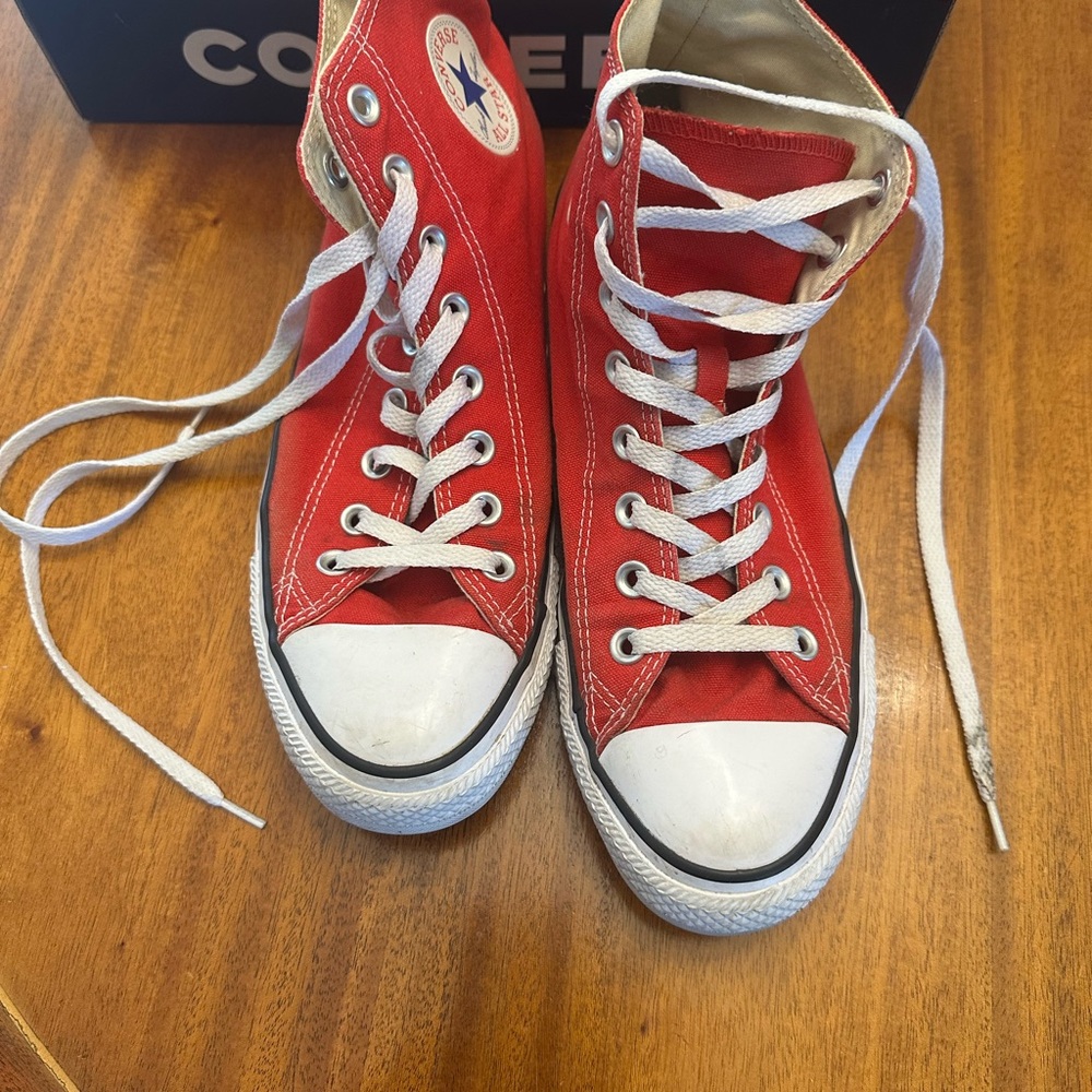 Converse Red and White High-Tops